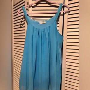 MANER Women's Plus Size Cami Casual Pleated Chiffon Tank Top with Beaded Strap